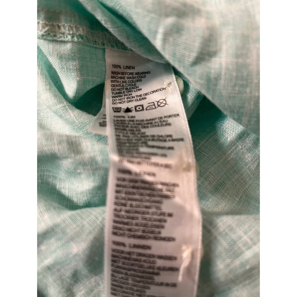 Tommy Bahama Button Down Shirt Mens XL Green Linen Long Sleeve Pocket - Picture 4 of 8